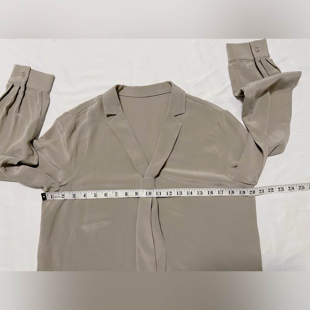 Womens Taupe Tie-Neck Blouse - Picture 8 of 12